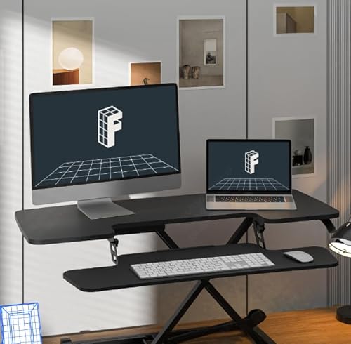 Flexispot M27A-42 Sit To Stand Up Desk Riser 42In Standing Desk Converter Height Adjustable Computer Workstation thumb #5