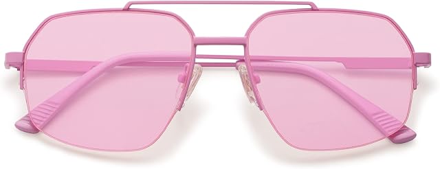 SOJOS Trendy Aviator Sunglasses Mens Womens Retro Double Bridge Metal Frame Semi-Rimless Shades Lunettes de Soleil SJ1191