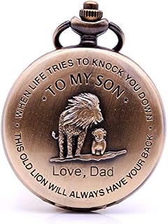 Vintage Bronze to My Son Quartz Pocket Watch with Chain, from dad Birthday Gift dad to Son - Gift Ideas for Son