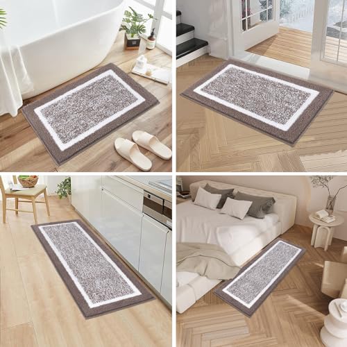 Pauwer 3 Piece Bath Mat Set Bathroom Rugs, Non Slip Plush Bathroom Mats, Absorbent Shaggy Bathroom Rug Set with U-Shaped Contour Toilet Mat for Bathroom Bedroom Living Room - Thumbnail 7