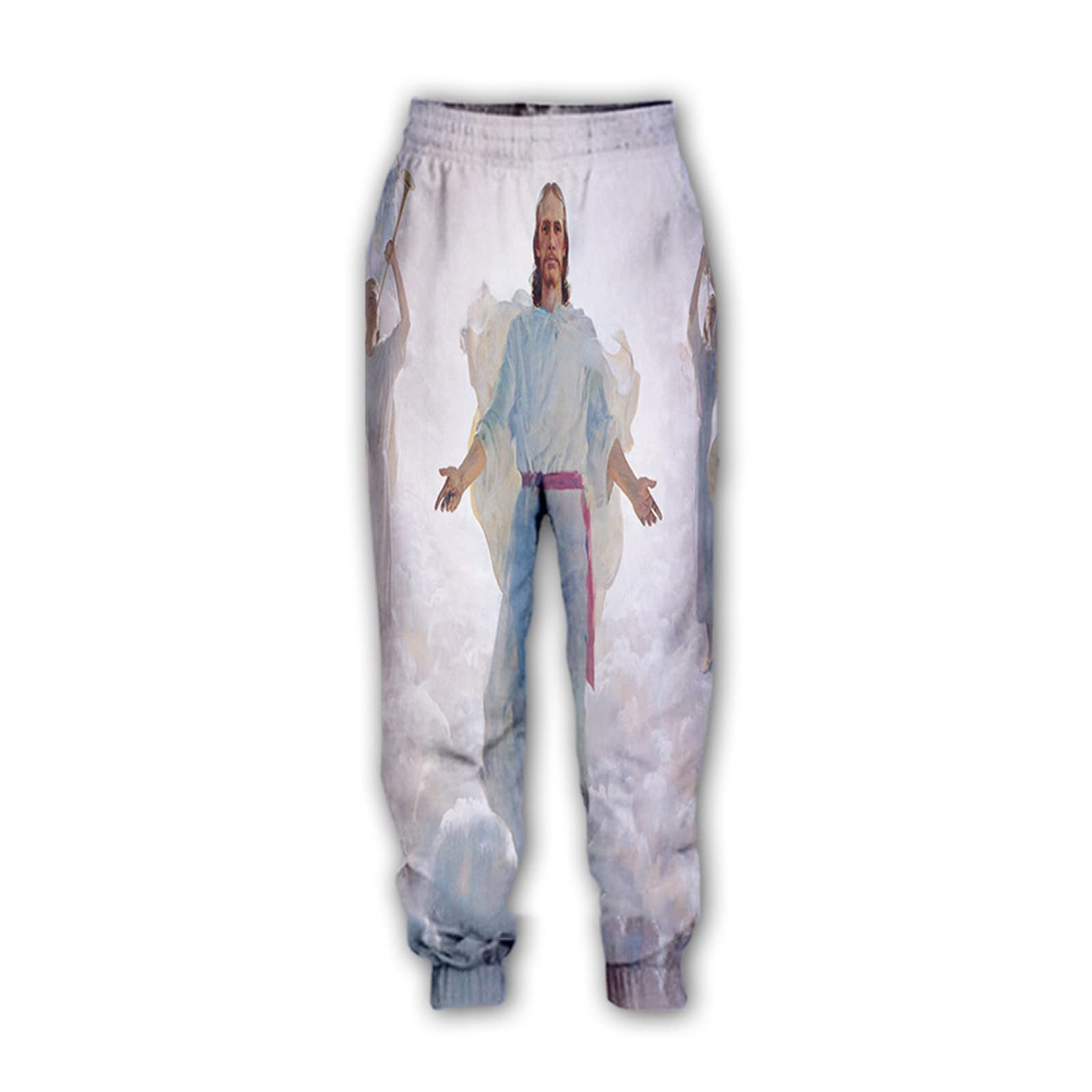 INDIRAN Jesus 3D Printed Jogger Sweatpants Cuffed Hem Sports Tracksuit Bottoms Casual Training Trousers for Women Men