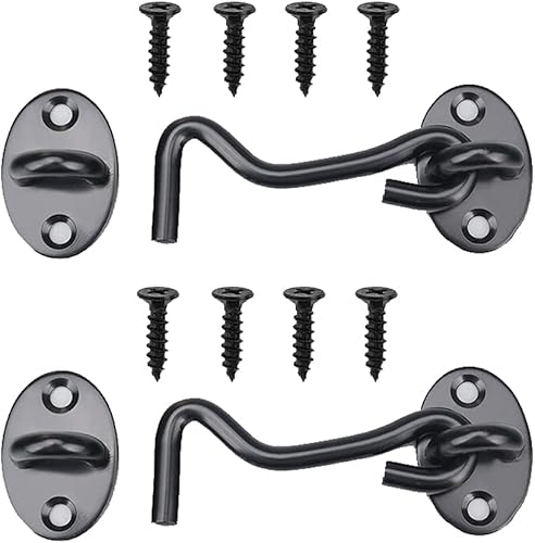 2 piezas de 3 pulgadas de gancho y pestillo de ojo con tornillo de acero inoxidable para ventana, gancho de cabina, gancho de puerta de granero,