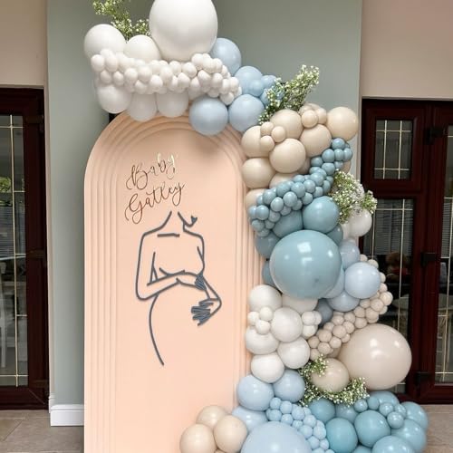 Image of Dusty Blue Balloons Garland Arch Kit 139Pcs Fog Blue White Sand Balloons for Baby Shower Birthday Bear Theme Wedding Bride Anniversary Gender Reveal Party Decorations for Boy Girl Adult