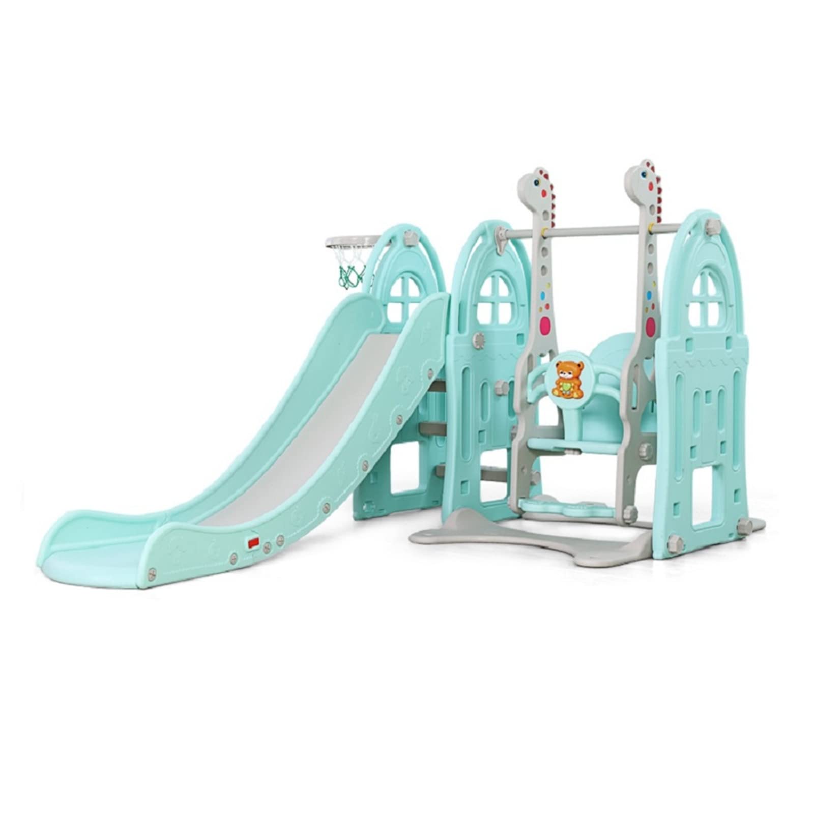 X IANGYU Kids 3 in 1 Outdoor Play Structure Jumbo Slide with Swing And Basket Ball Game
