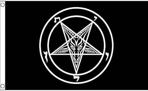 AZ FLAG - Bandera de la Iglesia de Satanás Baphomet - 3 x 5 pies - Cartel de poliéster 100D con dos ojales de metal - Resistente a la decoloración -
