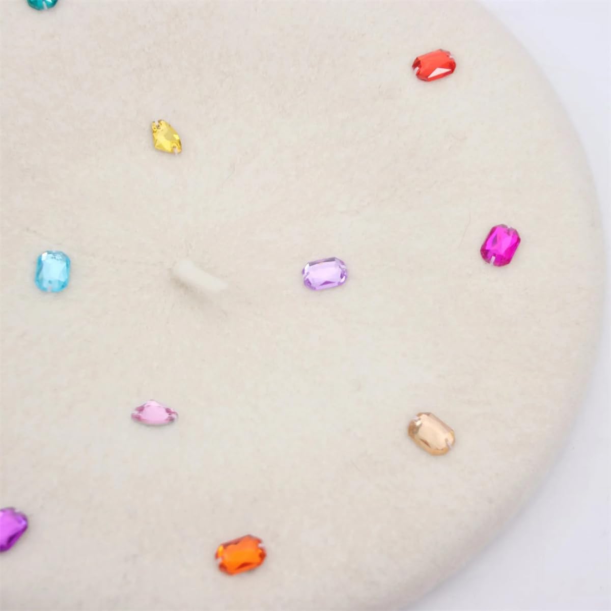 Dcvmvmn Women Winter Hat Wool Beret Painter Cap Beads Beret White