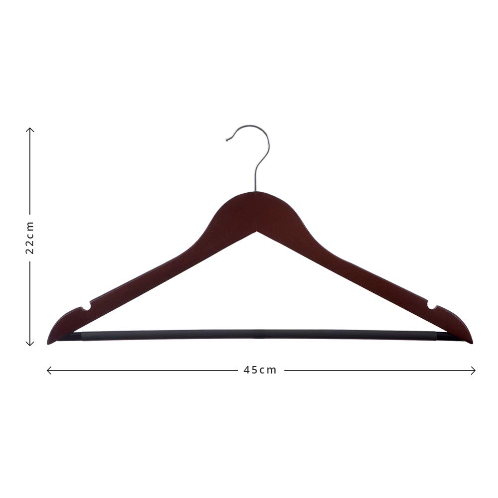 COM-FORT HOUSE | Pack 40 Perchas de Madera Antideslizantes | Color Caoba | Diseño Fino y Elegante | Madera Maciza | Percha Ideal para Trajes | Gancho de Acero Inoxidable Giratorio |