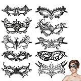EIHI 10 Pezzi Maschere Halloween Donna, Maschera pizzo donna, Maschera veneziana donna