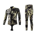 Rock88 Herren Split Neoprenanzug Neopren Tauchanzug UV Sonnenschutz Jacke-Hose Badeanzug Warmhalten Front-Reißverschluss Schnorchel Surfanzug,5MM,L(60