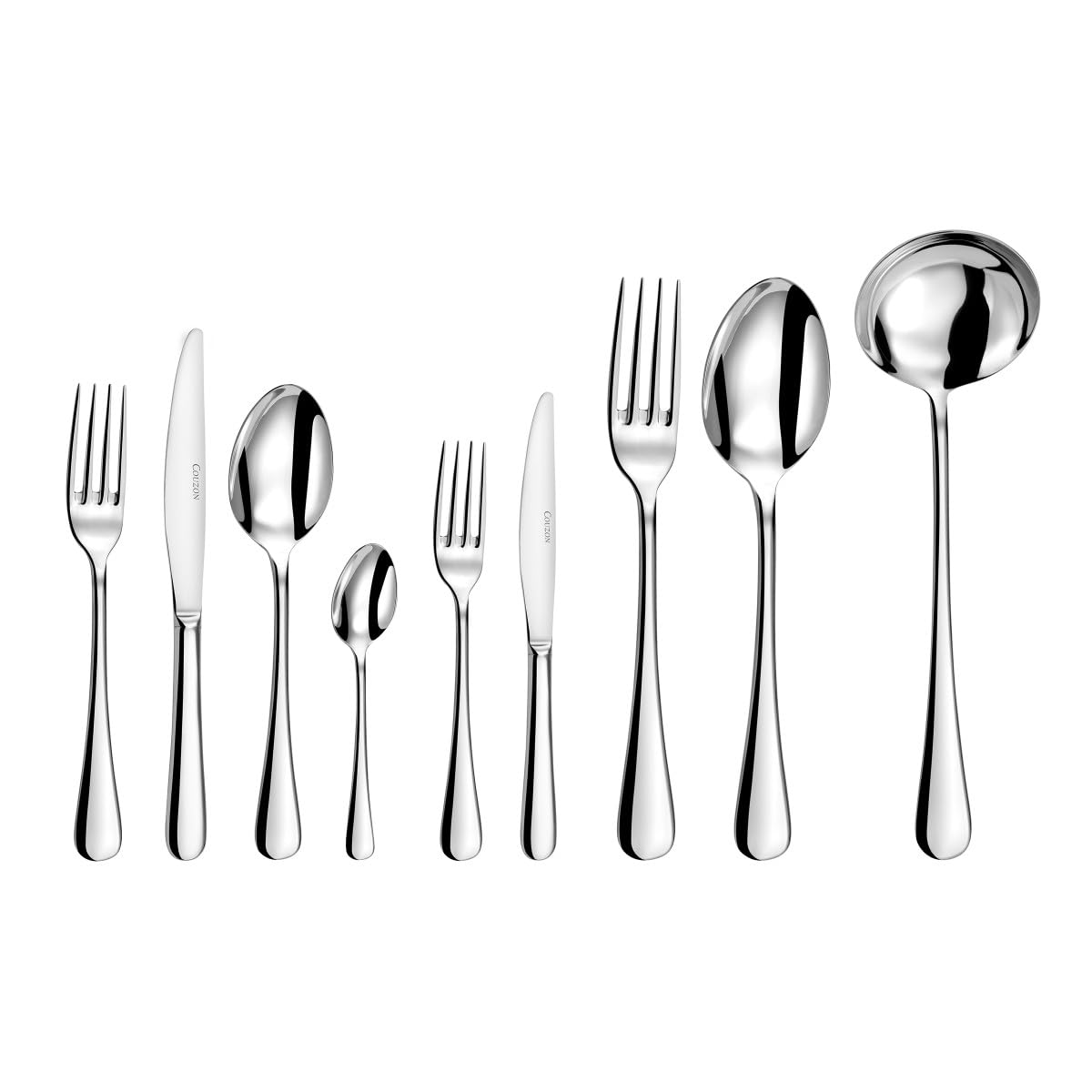 COUZON - Ménagère 75 couverts de table pour 12 personnes - Clipper - Acier inoxydable 18/10, Finition Miroir, Epaisseur 2.5 mm - Inox