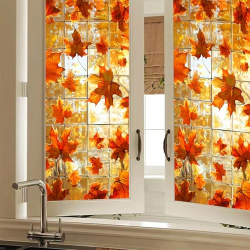 Vinilo decorativo para ventana hoja de arce otoño 18x39 pulgadas miniatura 1