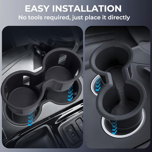 Image of Center Console Cup Holder Inserts for Honda Pilot 2026 2025 2024 2023, Interior Accessories TPE Front & Rear Car Cup Holder for 2023-2026 Pilot, Black