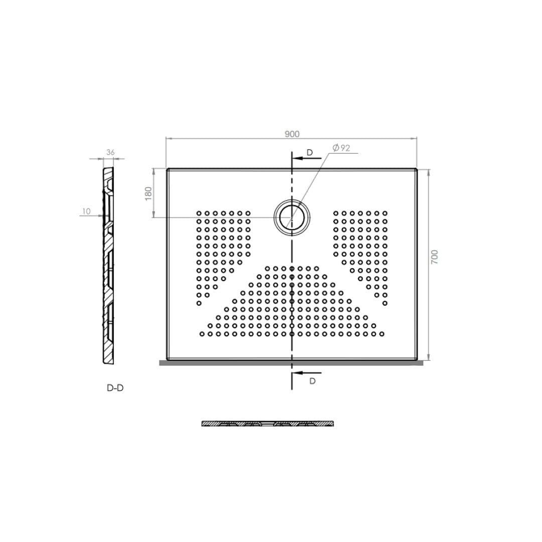 Kiamami Valentina Piatto Doccia 70x90 Rettangolare Ceramica Bianca H3 cm | Superficie antiscivolo, installazione filo pavimento, 3 lati smaltati, scarico 90 mm, piletta esclusa
