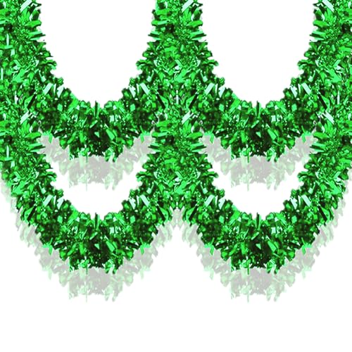 33Ft Christmas Tinsel Garland Shiny Thick Green...
