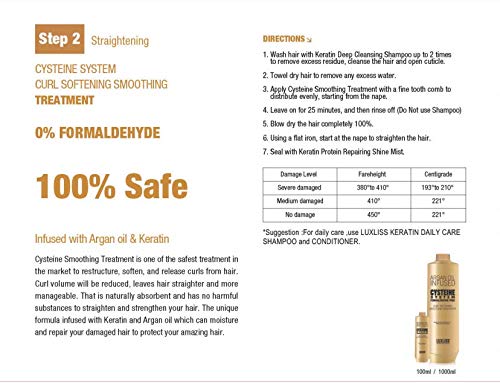 Cysteine System Curl Softening Smoothing Treatment and Keratin Daily Care Shampoo & Conditioner 4PCS Set Professional Results Straightens and Smooths Hair Formaldehyde Free 100% Safe - Image 5