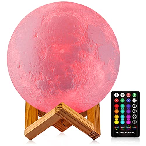 GDPETS Moon Lamp, 9.6 Inches 16 Colors Moon Night Light with Stand & Remote &Touch Control and USB Rechargeable Decorative Luna Lamp
