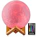Moon Lamp, GDPETS 3D Printing 9.6 Inches 16 Colors Moon Night Light with Stand & Remote &Touch Control and USB Rechargeable Decorative Luna Lamp