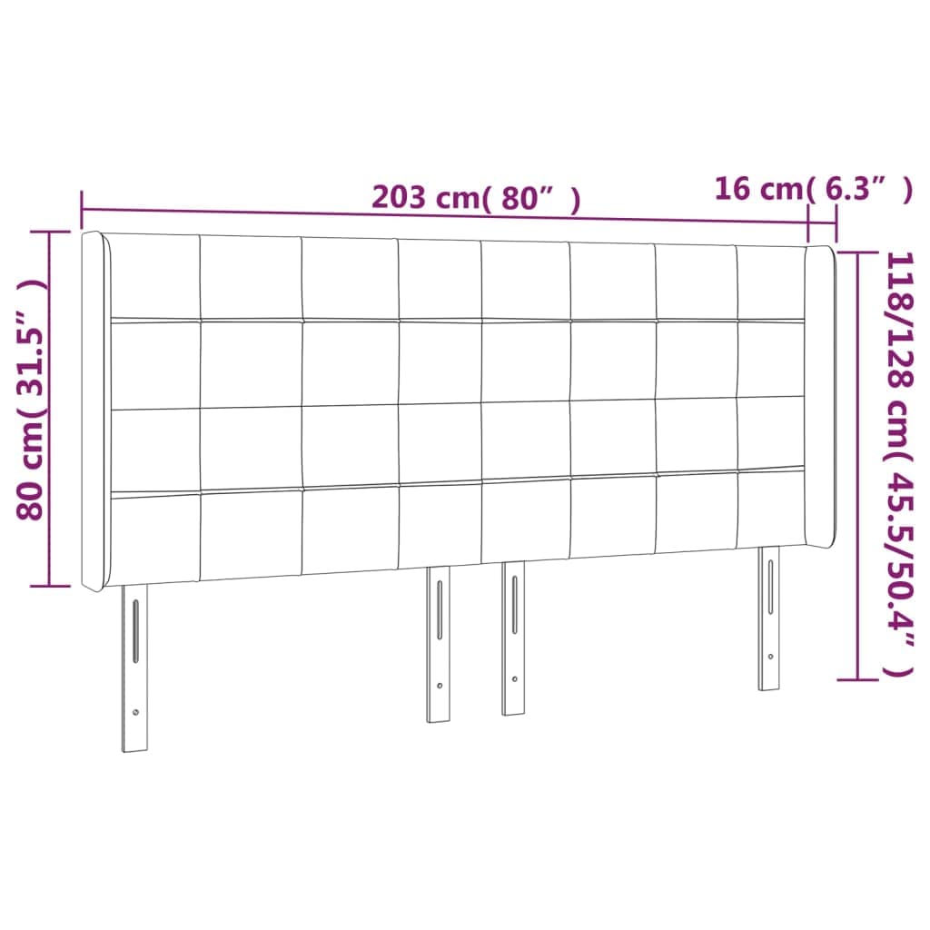Cabecero de cama LED marrón oscuro, 203 x 16 x 118/128 cm, altura ajustable con tiras LED coloridas, acolchado transpirable, cabecero para jóvenes y adultos en el dormitorio