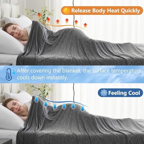 Image of CHOSHOME Cooling Blanket for Hot Sleepers - Summer Blanket Thin Soft Lightweight Breathable Double Side Enhanced Cooling for Hot Flashes, Night Sweats, Bed, Couch (Black, 60 x 80 inches)