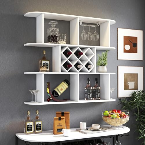 Soporte rústico para botellas de vino de 3 niveles, montado en pared miniatura 1