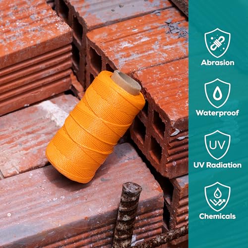 Image of Mason Line String 260FT, 780FT, 390FT, 1500FT, 2300FT, Durable Construction Twine for Laying Bricks, Blocks, Fences in Gardening, DIY & Landscaping Projects (Orange, 393 Ft x 6 Pcs)