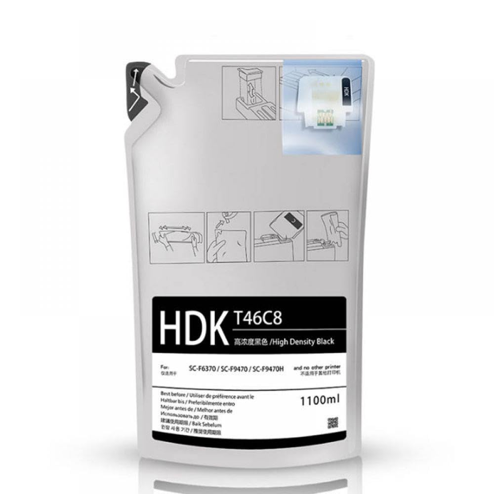 Paquete de Tinta de sublimación de Tinte de 1100ML T46C8 T46C2 T46C3 T46C4 Compatible con F6370 F9470 F9470H SC-F6370 SC-F9470 SC-F9470H(High Density Black)