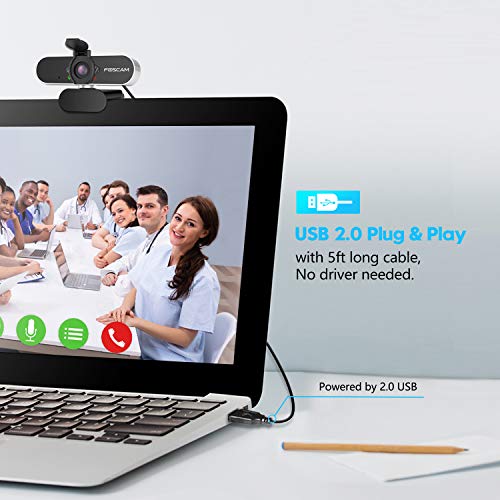 Webcam com microfone para laptop desktop, Foscam 1080p HD USB Streaming Web Cam para Windows Mac OS,