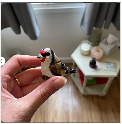 Selsela European Goldfinch Wood Finch Bird Figurine Miniature Garden Statue Carving Home Decor Sculpture Small Animal #TOP5