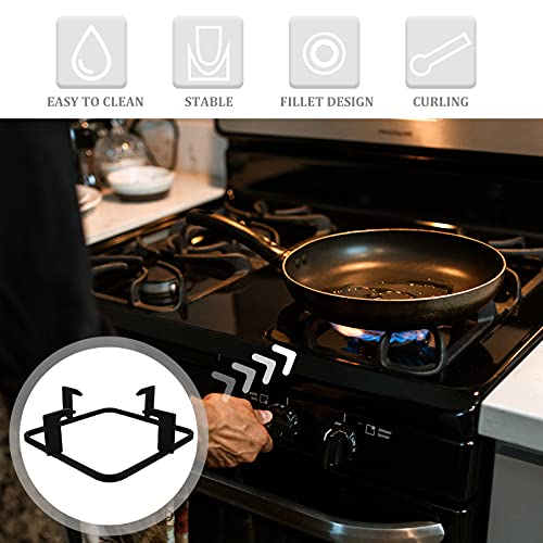 Uonlytech Gas Stove Burner Covers Cast Iron Wok Support Ring, 20. 7cm Square Gas Burner Rack Stove Trivets Cooktop Range Pan Holder Stand Stove Rack for Kitchen Camping Gas Cooker Cast Iron Wok by Uonlytech - Used condition - Image 2