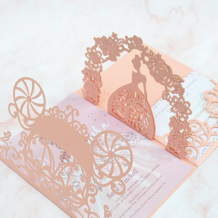 Hochzeitskarte Rosa Umschlag falten(Light blue)