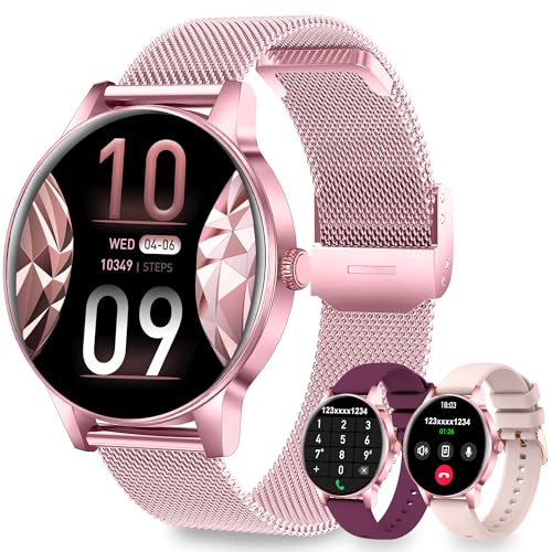 Fitdafit Reloj Inteligente Mujer, 1.27' HD Smartwatch Mujer con Llamadas Bluetooth, IP68 Impermeable Smart Watch con Monitor Sueño, Podómetro, Pulsómetro, 110+ Deportes Relojs Salud para Android iOS