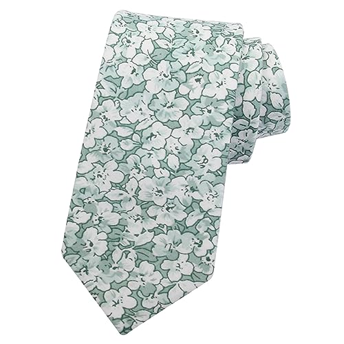 Image of Mantieqingway Men Skinny Tie Cotton Floral Necktie for Wedding Groomsmen Tie