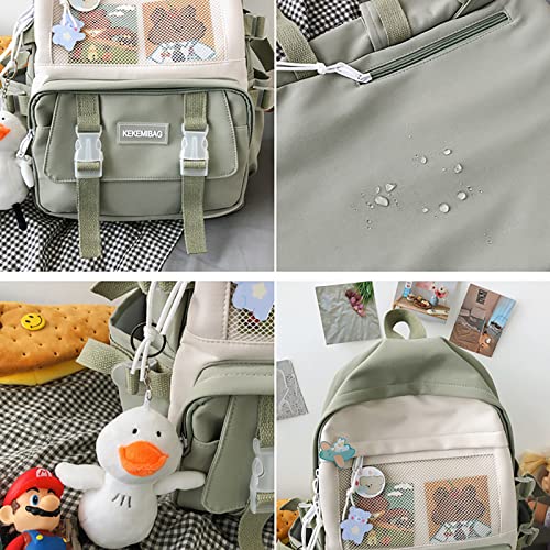 Cm C&M Wodro Kawaii Backpack With Pins Cute Backpack For Women Girls Travel Backpack School Backpack Aesthetic Backpack For School (Green-2) #TOP3