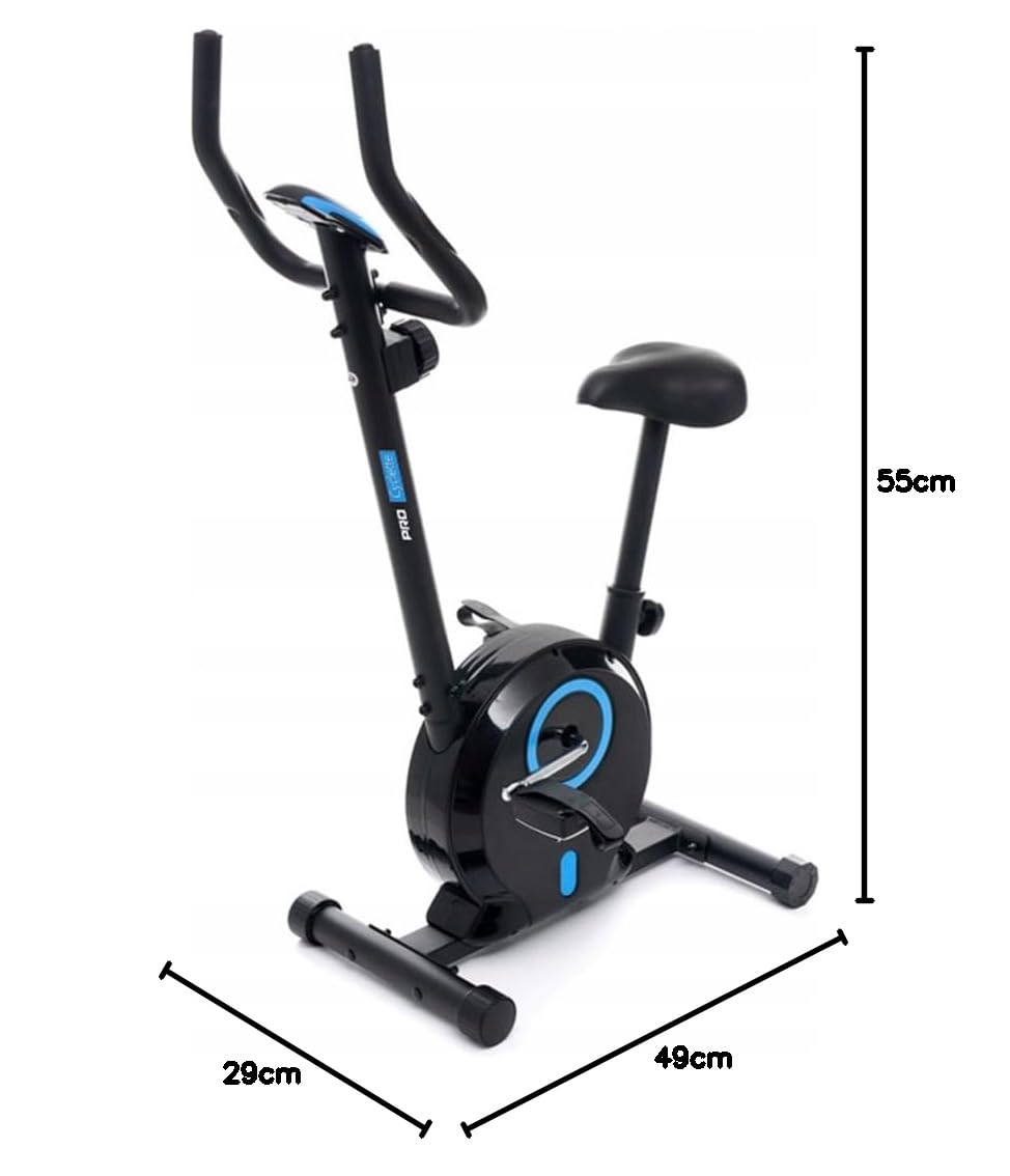 BAKAJI Cyclette per Fitness da Casa con Manico Alto e Sedile Regolabile, Bici da Palestra, Spinning Bike Verticale con Display LCD e Sensori Cardiaci e Calorie per Allenamento Gambe, Pancia, Cardio