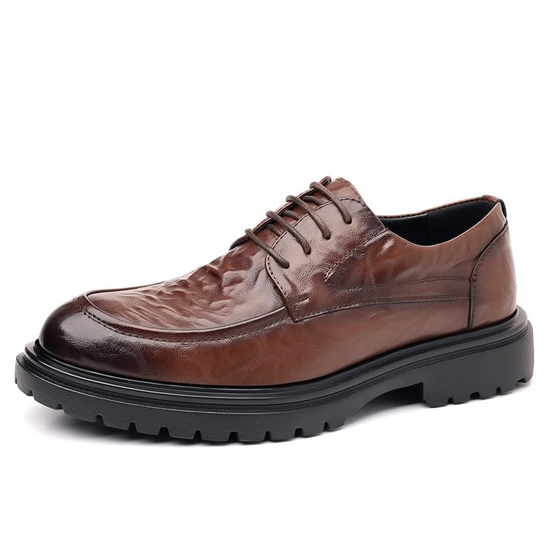 Men's Comfortable Breathable Leather Lace-Up Oxfords Formal Business Dress Shoes Casual Round-Toe Shoes