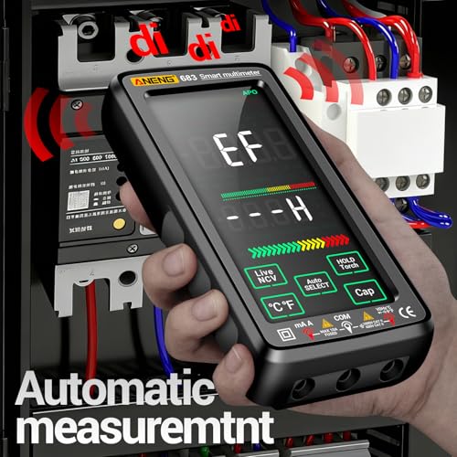 Image of Smart Multimeter, Smart Digital multimeter Tester with Touch Screen 6000 Counts Auto Ranging Rechargeable multimeter A Reverse Display NCV Tester with Flashlight for Electricians,DIY (Black)