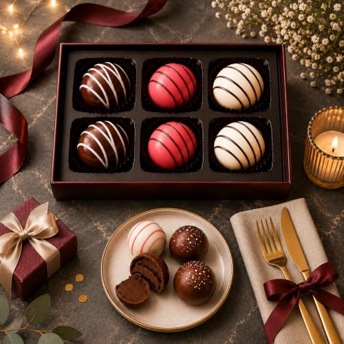 Image of 6 Pcs Truffle Chocolate Gift Pack | Premium Handmade Chocolates | Dark, Milk & White Chocolate Gift Pack | Belgium Chocolate for Birthday Gift | Gift For Girlfriend, Boyfriend, Mother, Father, Kids
