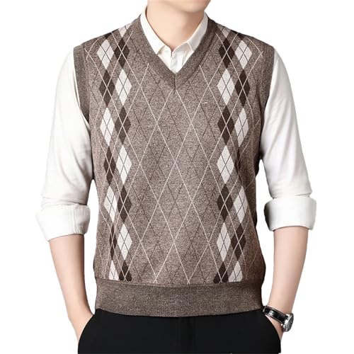Cardigan Sweater Vests Men Winter Fleece Knitted Waistcoat Plaid
