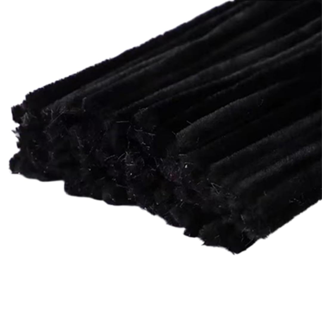 100 Pieces Pipe Cleaners Chenille Stem, Black Color Pipe Cleaners Set for Pipe Cleaners DIY Arts Crafts Decorations, Chenille Stems (Black)