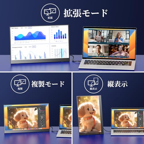 undefined kksmart モバイルモニター 自立型 タッチパネル 15.6インチ 軽量770g 収納ケース付 縦置き 背面端子 1920x1080FHD 非光沢IPSパネル VESA対応 モバイルディスプレイ ポータブルモニターType-C/miniHDMI PS5/XBOX/Switch/PC/Macなど対応 GT-156 の商品画像 6