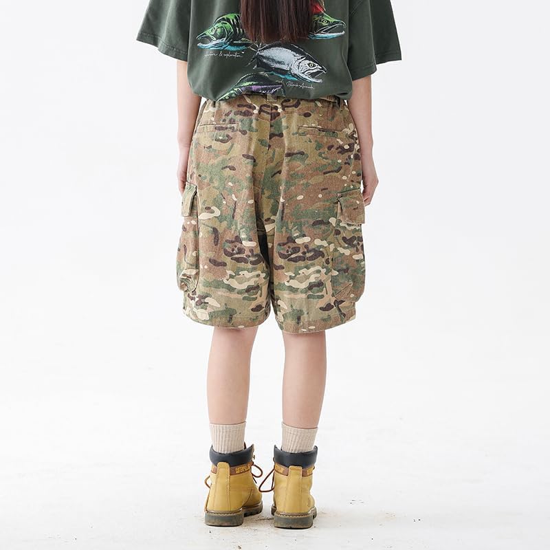 Unisex Baggy Camo Cargo Shorts for Men and Women, Hunting with Multi Pockets Cargo Jorts for Outdoor Work Urban Commuting