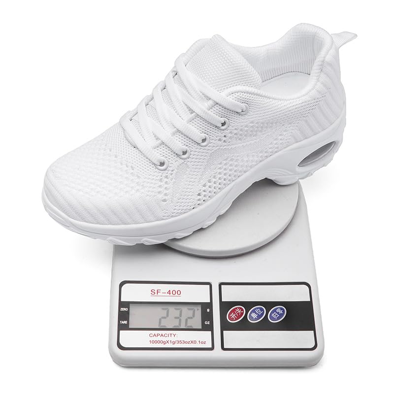 Image of DLWKIPV Womens Walking Running Shoes Tennis Slip On Sneakers Gym Workout Sport Lightweight Breathable Mesh Comfortable Casual White Size 8