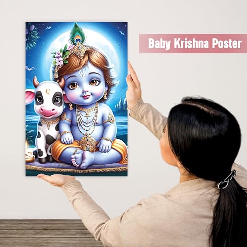 Image of Twinster Bal krishna Posters Photo for Pregnant Women, Baby Poster Self Adhesive (Size 45 cm by 30 cm) Pack of 1 (Design 21)