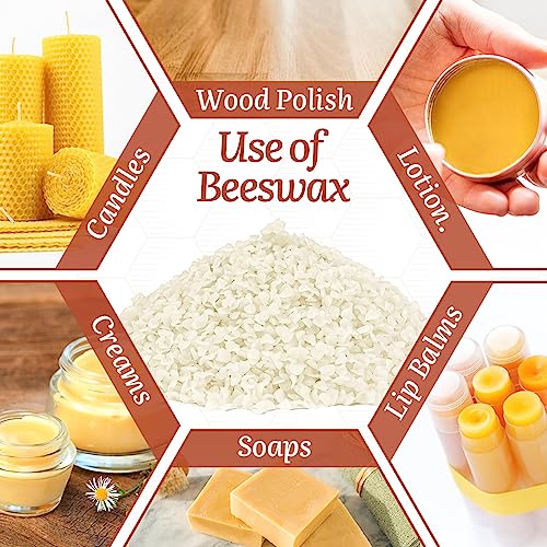 MicCai White Natural Beeswax Pellets 5LB, Organic Beeswax, Beeswax for Candle Making, Body, Skin Care DIY, Lip Balm, Soap and Lotion Making Supplies - Image 5