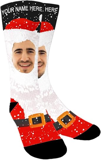 Aolun Custom Photo Socks,Christmas Socks,Personalized Face Socks,Funny Socks Turn Photo into Socks for Men and Women