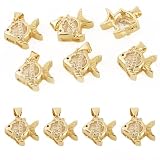 Craftdady Colgantes de circonita cúbica, cangrejo, tortuga, estrella de mar, concha, océano, animales marinos, colgantes para hacer joyas, pulseras, collares, aretes, manualidades, Latón