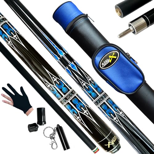 Tai ba cues 2-Piece Pool Stick with case, 13mm Multilayer Leather Tip, 58