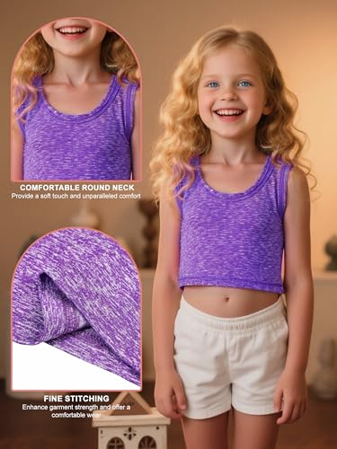 2 Pack Girls Athletic Crop Tank Tops Dry Fit Sleeveless Workout Dance Racerback Tank Tops Performance Top for 5-14Y3