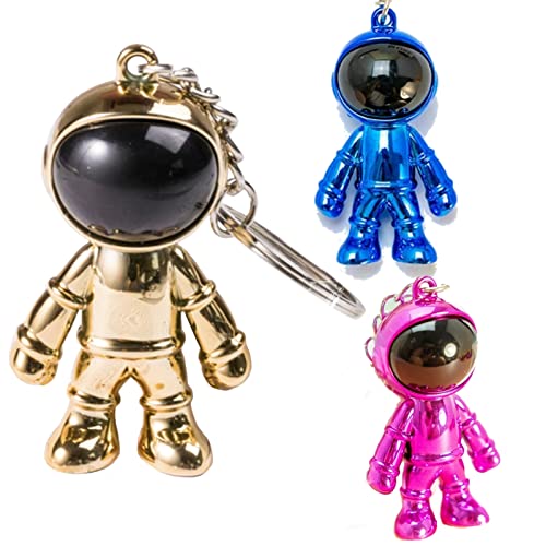 ホワイトフェニックス 宇宙飛行士 キーホルダー 3個セット アストロノーツ キーリング 鍵 メタル (ゴールド・ブルー・ピンク)