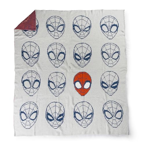 Image of Jay Franco Marvel Spiderman Feather Knit Fluffy Throw Blanket - Gray Fuzzy Blanket Measures 50 x 60 inch, Super Soft Lightweight Bedding
